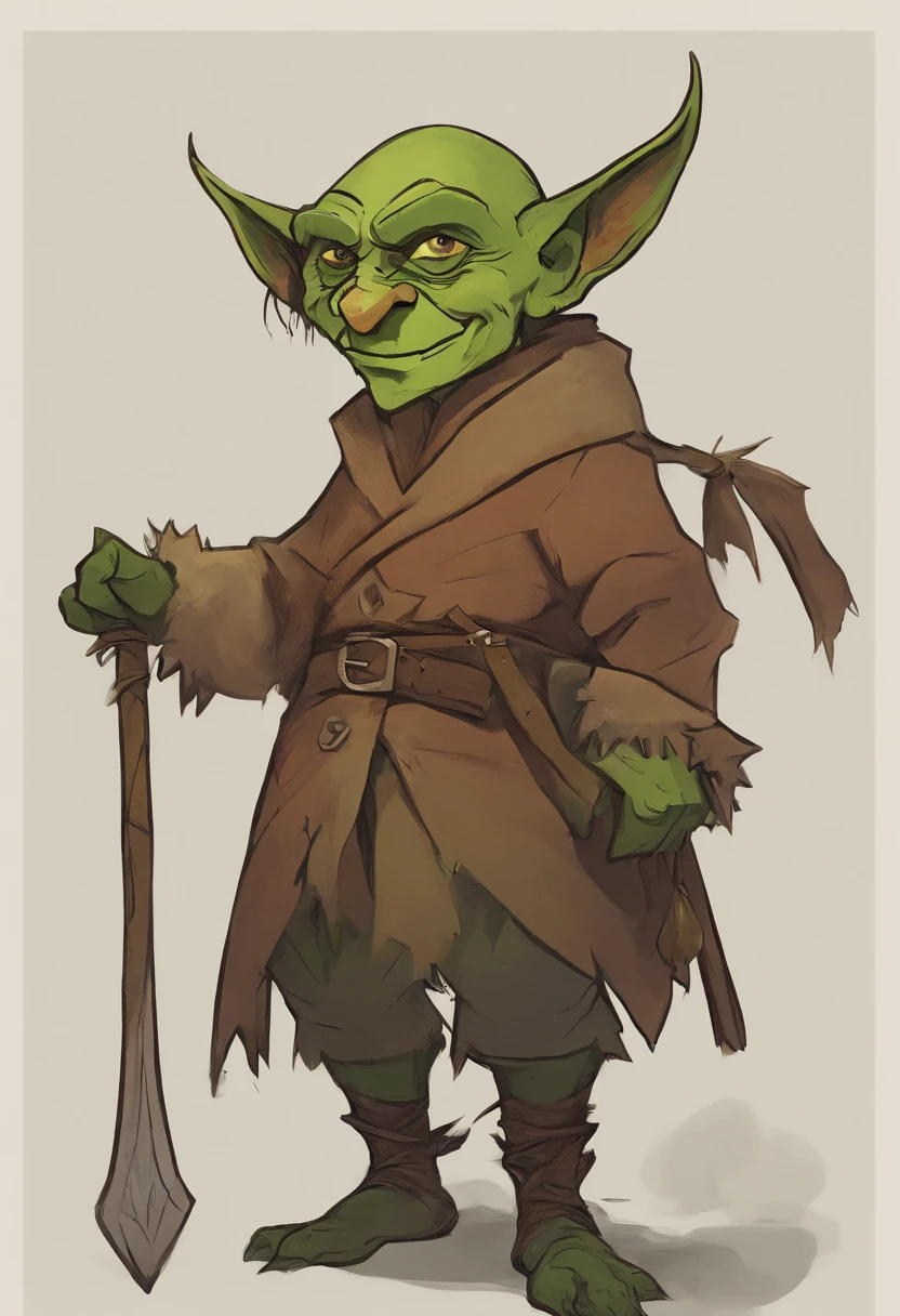 young, green-skinned, warmly dressed, (winter clothes, medieval clothes) goblin stands in the snow. (the friendly face of a young goblin) The details of the goblin's warm clothes are visible, showing its worn nature. The green skin of the goblin is vibrant, emphasizing its otherworldly appearance. the goblin is young, about 20 years old, has a sharp, green, smart but slightly menacing face. (nice face, normal green nose, face of a magic adept, goblin face). The lighting in the scene is dim, with a subtle glow casting eerie shadows on the goblin's face and surroundings. The overall image quality is of the highest standard, with ultra-detailed textures and a photorealistic rendering. The artwork is depicted in a medium that best showcases its unique style and texture, whether it be an illustration, oil painting, 3D rendering, or photography. The color palette is dominated by earthy tones, with a focus on various shades of green to complement the goblin's appearance.
