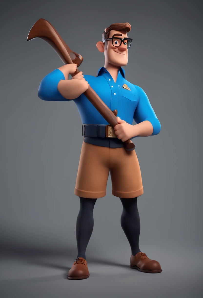 Cartoon character of a man wearing black glasses and a blue shirt, um personagem animado, Caractere estilizado, animation style rendering, 3D estilizado, Arnold Maya render, 3 d render stylized, toon render keyshot, Personagem 3D, Personagem 3D, 3d rendering stylized, 3 d character render, personagem de desenho animado, Personagem de close up, Pose de personagem, (Estilo Pixar) (master part:1.2) (Bokeh) (best quality) (pele detalhada) (textura detalhada) (8k) (argila) (Cinematic lighting) (foco nítido,Senta e vaza a parte superior do corpo