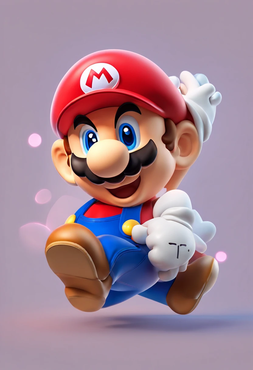 (Mario), design de personagens, Nintendo Super Mario, (olhos azuis, red hat, terno vermelho, blue suspenders, luvas brancas, )super bonito estilo caixa cega, Chibi, corpo inteiro, exaggerated expressions and actions, fundo limpo, Destaques iridescentes brilhantes, studio lighting, Atmospheric Illumination, com textura requintada, High detail, high resolution, c4d, ..3d, Liquidificador, 8k, best quality, Ultra High Definition