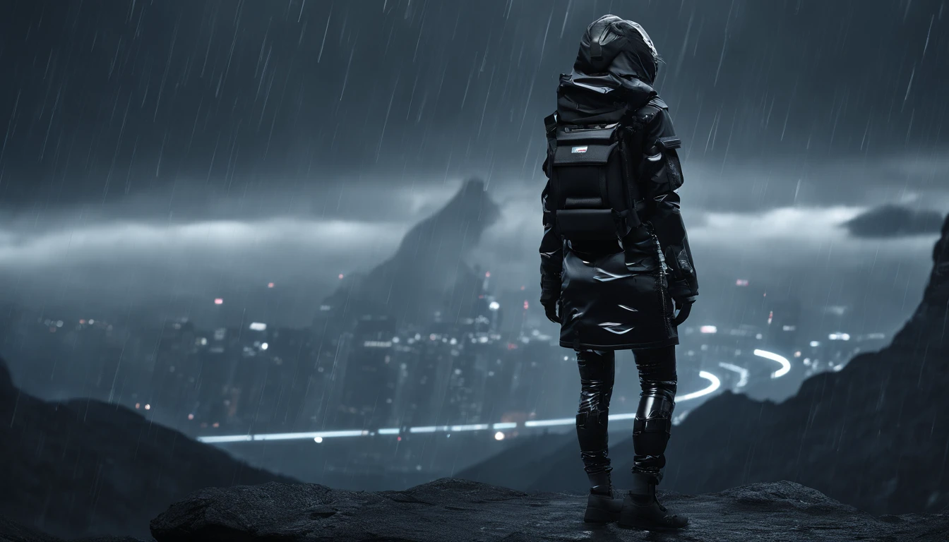 Rainy night, mountain, girl