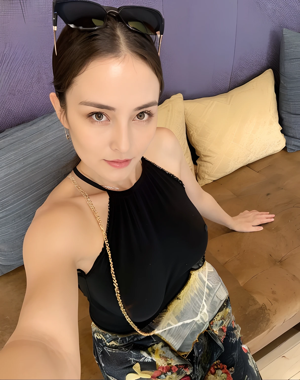 Mature milf lad,?????? underwear style,super cute,extreme close up upper full body,nice perfect face with soft skin perfect face,gorgeous long wavy brown-haired,8K resolution,ultra-realistic,ultra-detailed,highs quality,erotic beautiful immature lady wearing trendy underwear clothing at a Runway ,(gigantic breasts:1.5)