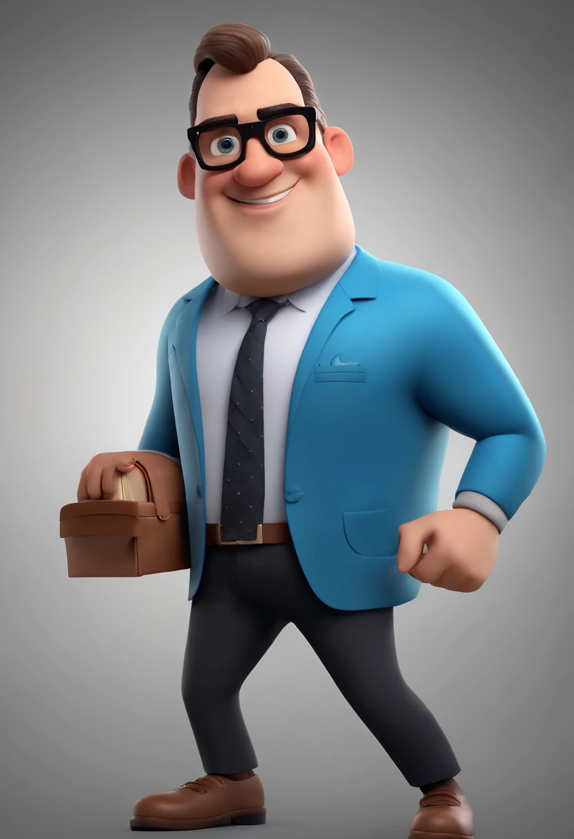 Cartoon character of a man wearing black glasses and a blue shirt, um personagem animado, Caractere estilizado, animation style rendering, 3D estilizado, Arnold Maya render, 3 d render stylized, toon render keyshot, Personagem 3D, Personagem 3D, 3d rendering stylized, 3 d character render, personagem de desenho animado, Personagem de close up, Pose de personagem, (Estilo Pixar) (master part:1.2) (Bokeh) (best quality) (pele detalhada) (textura detalhada) (8k) (argila) (Cinematic lighting) (foco nítido，Senta e vaza a parte superior do corpo