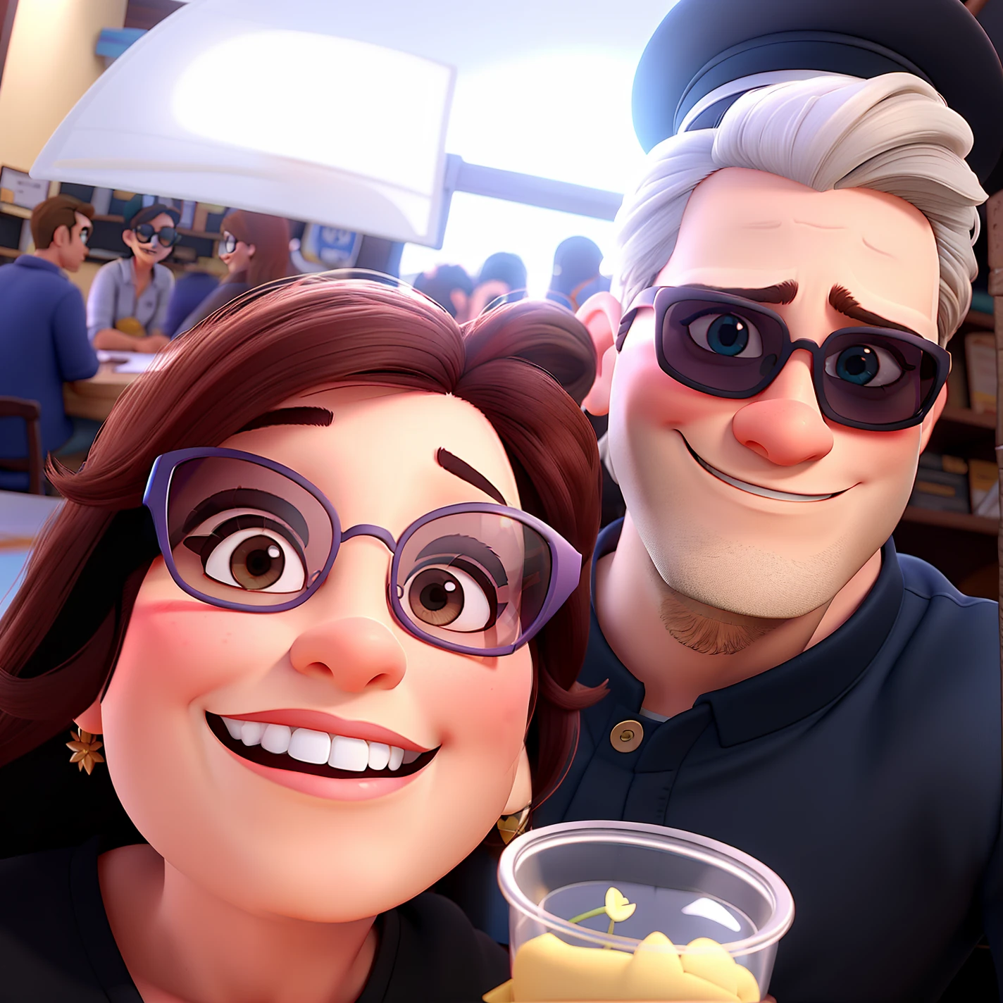 Mulher (sunglasses) e homem estilo Disney pixar ,alta qualidade,melhor qualidade