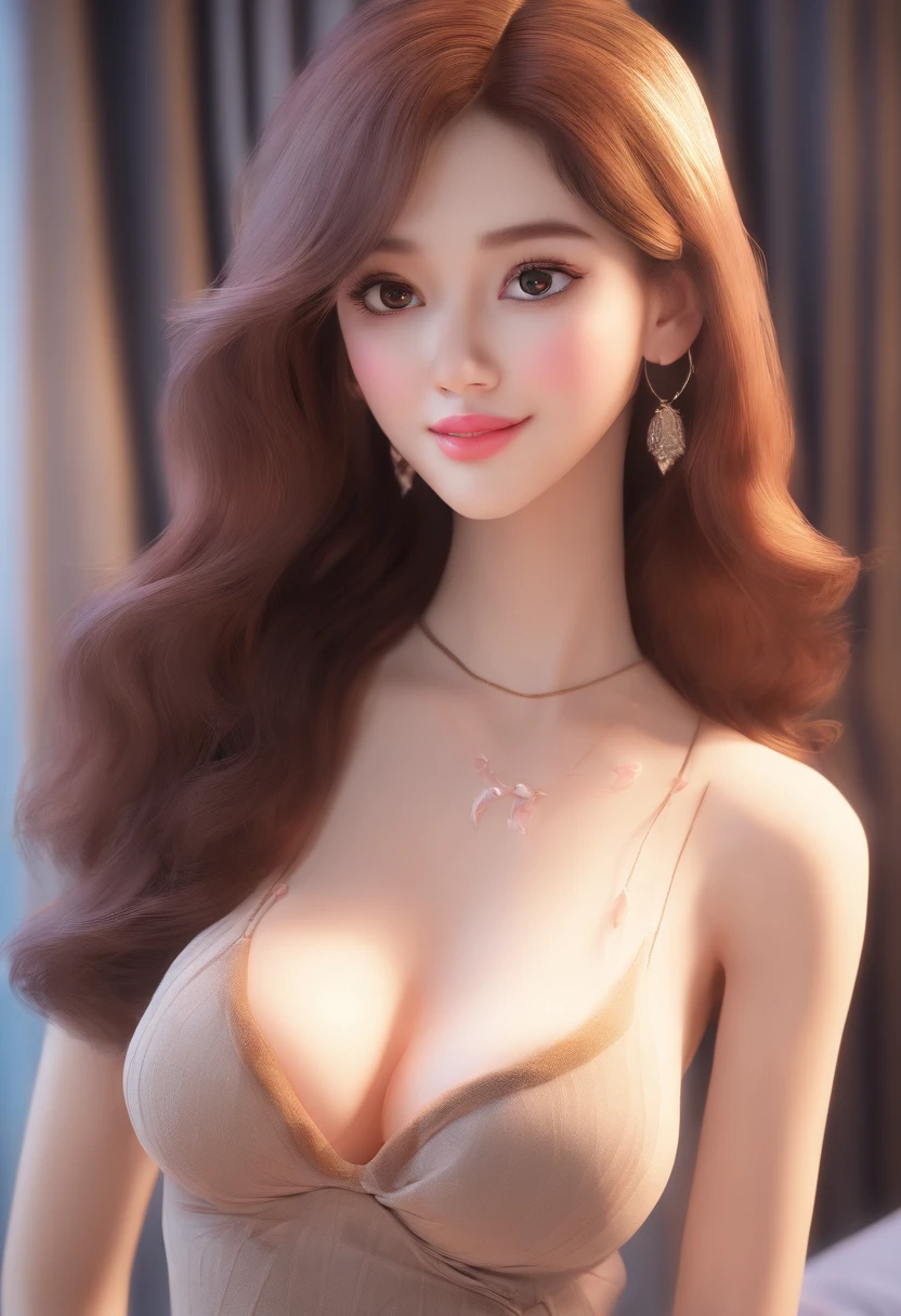 Malay young girl, Siti Saleha, not wearing any clothes, open leg at bed, naked, horny face ,super cute,extreme close up upper full body,nice perfect face with soft skin perfect face,gorgeous long wavy brown-haired,8K resolution,ultra-realistic,ultra-detailed,highs quality,erotic beautiful woman (gigantic breasts:1.5)