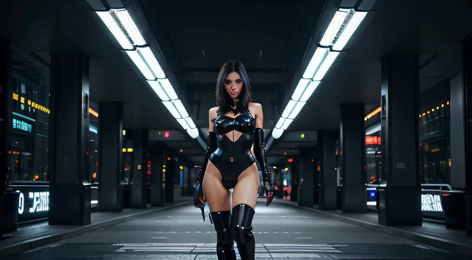Sexy, Cyber Girl, Perfekt, in der cyber Stadt am abend, whole perfect body, perfekte Figur, sehr sexy, wie lebensecht, fotorealistisch,