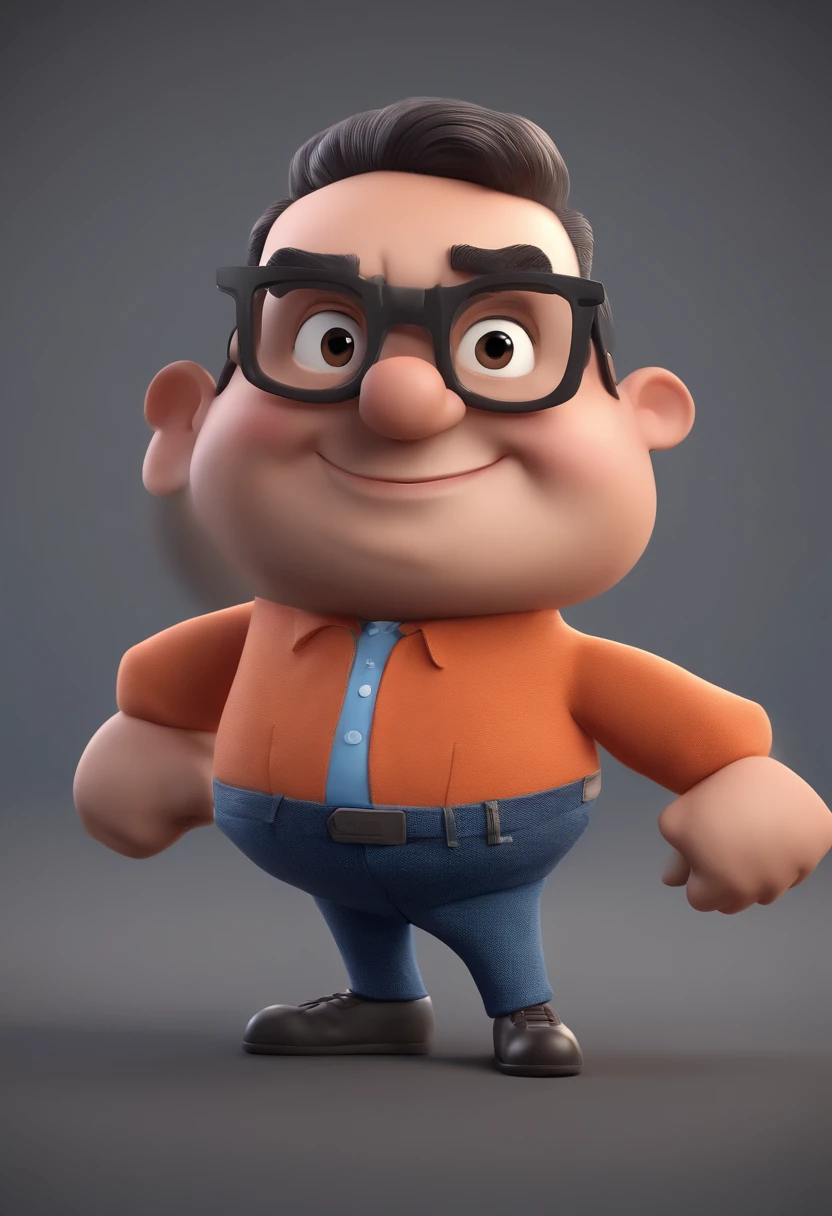 Cartoon character of a man with black glasses and a blue shirt, animation character, Caractere estilizado, animation style rendering, 3D estilizado, Arnold Maya render, 3 d render stylized, toon render keyshot, Personagem 3D, Personagem 3D, 3d rendering stylized, 3 d character render, personagem de desenho animado, Personagem de close up, Pose de personagem,  (Estilo Pixar) (master part:1.2) (Bokeh) (best quality) (pele detalhada) (textura detalhada) (8k) (argila) (Cinematic lighting) (foco nítido