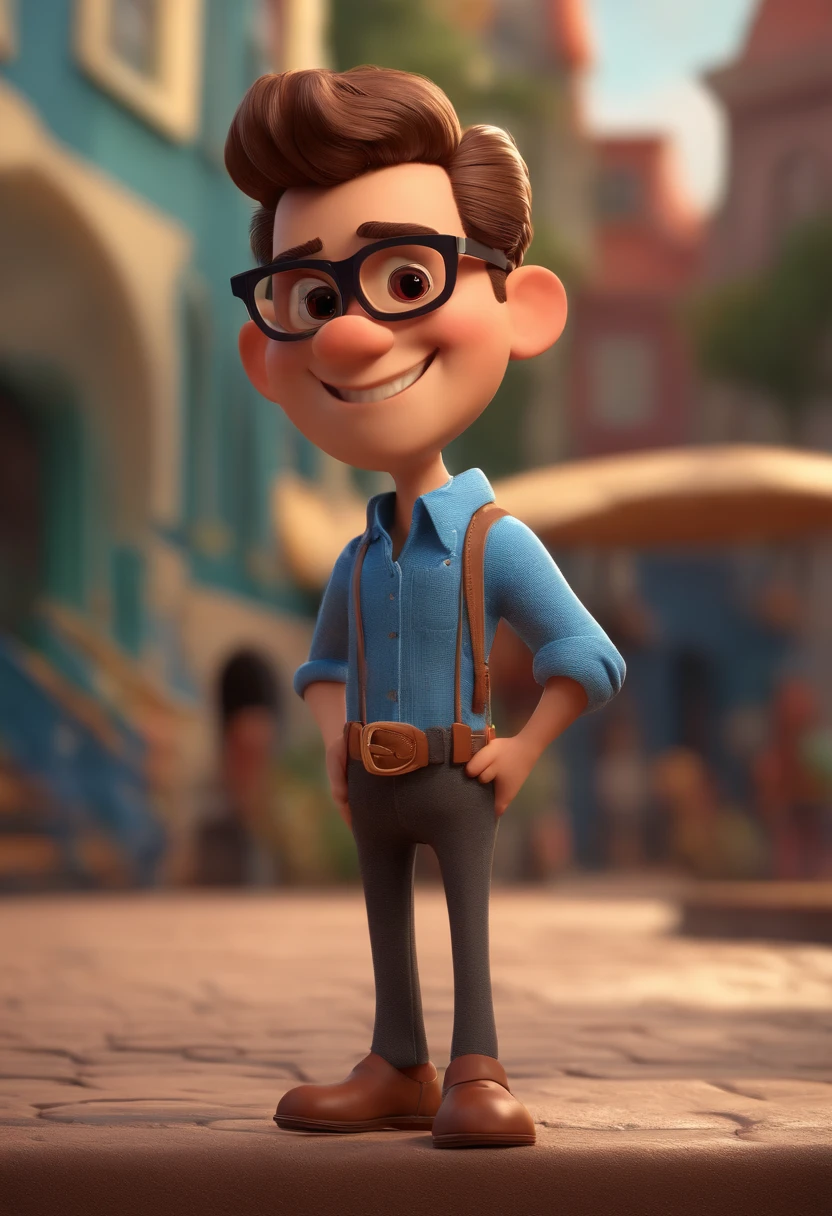 Cartoon character of a man with sunglasses and a blue shirt, animation character, Caractere estilizado, animation style rendering, 3D estilizado, Arnold Maya render, 3 d render stylized, toon render keyshot, Personagem 3D, Personagem 3D, 3d rendering stylized, 3 d character render, personagem de desenho animado, Personagem de close up, Pose de personagem, (Estilo Pixar) (master part:1.2) (Bokeh) (best quality) (pele detalhada) (textura detalhada) (8k) (argila) (Cinematic lighting) (foco nítido