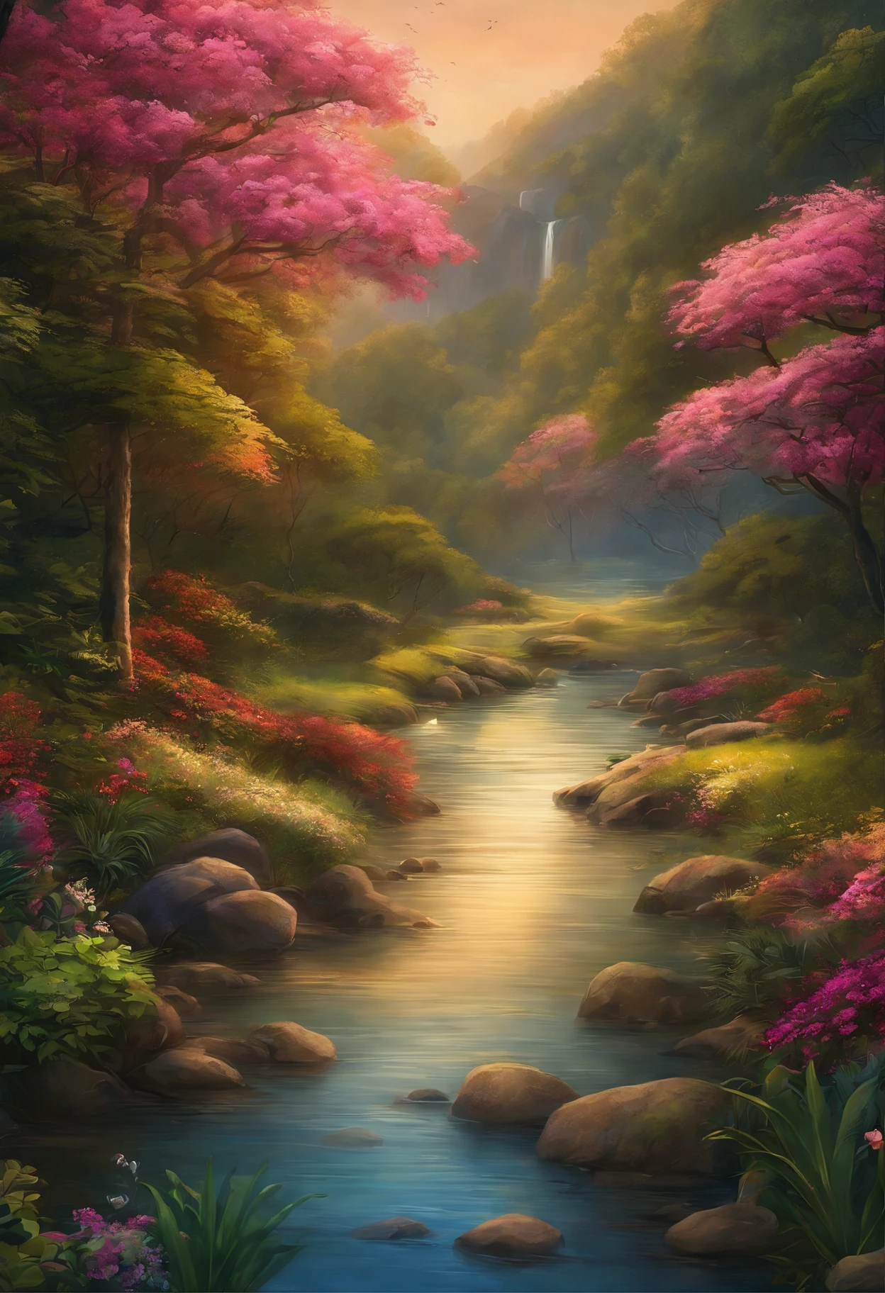 Desenhe um rio com uma pequena aldeia, anime bela cena de paz, Paisagem muito bonita, arte de paisagem, Detail of landscape art, arte digital muito bonita, Beleza da Paisagem Natural, Arte bonita UHD 4K, fotos muito bonitas, Natureza Bonita, papel de parede de paisagem, natureza realmente bonita, bela arte digital, fundo bonito, cerejeiras em flor, estilo anime