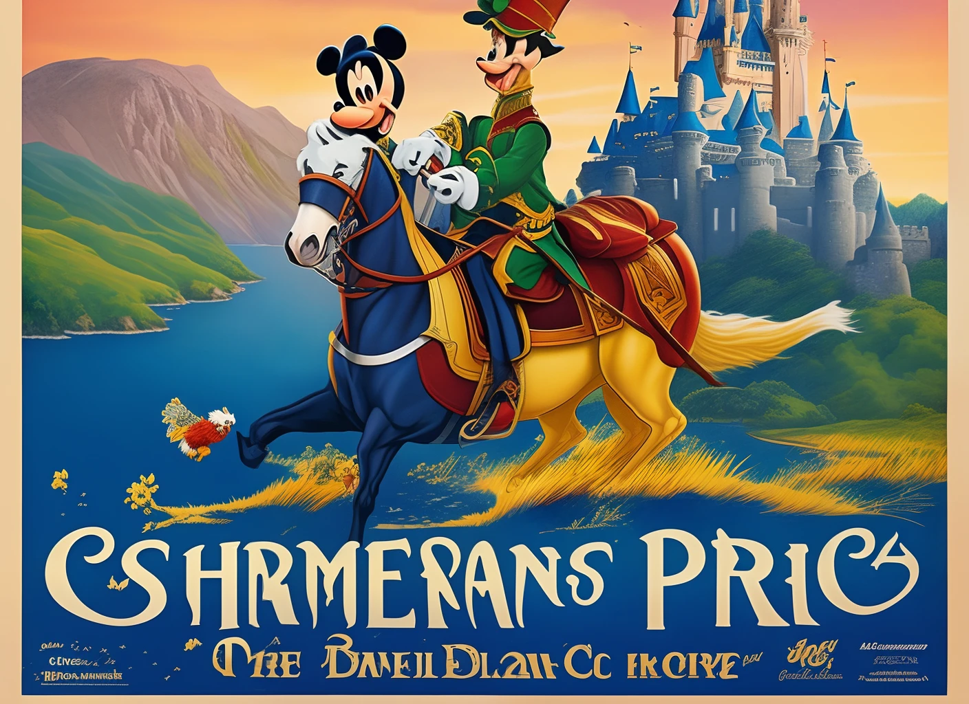 Affiche Disney titre prince, cheval Connemara blanc