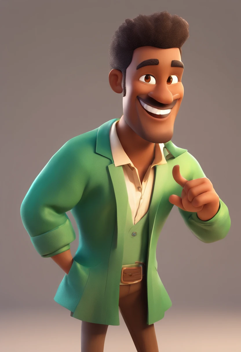 Smiling Man Illustration, sorriso insano, Black Man in Sunglasses,cara de bravo,marrom com um sorriso gigante, happily smiling at the camera, sorriso atrevido, he's smiling, sorriso muito grande, Macho sorridente, foto de perfil headshot, rindo sorriso enorme,armado, desenhando no estilo de Arte 3D, c4d, fundo de cor branco puro, estilo disney, estilo pixar render ilustracao Super Detalhe, 8k