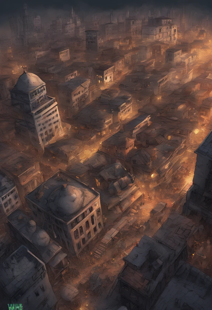 Battlefields, ruined Middle Eastern city streets, gunsmoke, film and television scene rendering, realistic pictures, high-definition details