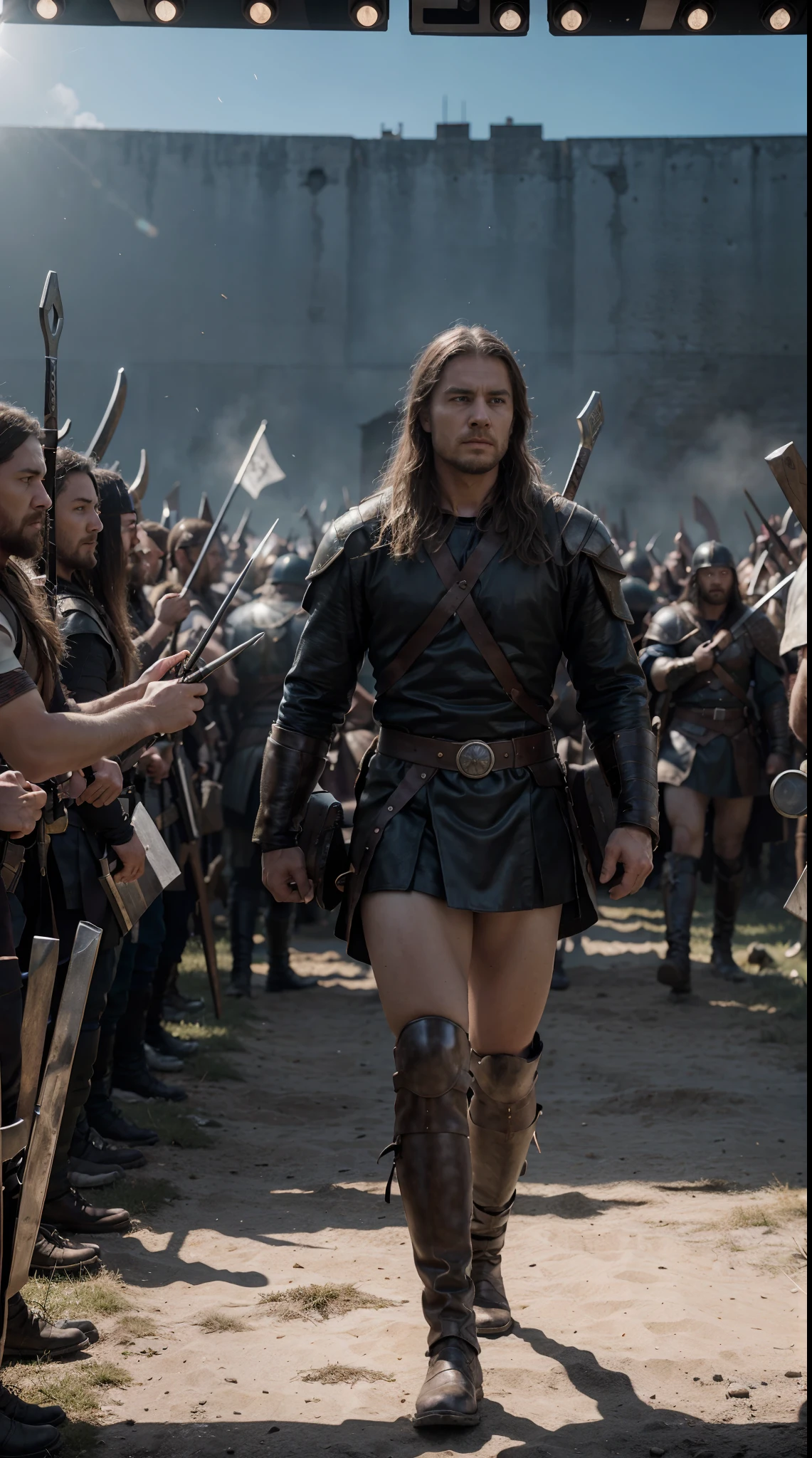 Viking army landing near Riccall, preparing for conquest.realistic cinematic shot, superb detail 8 k masterpiece, beauty, tv still, mjolnir, outstanding detail, 8k detail post processing, beautiful scene, in style of kyrill kotashev, preparing to fight, 8k, hyper realistic, vibrant colors, realistic textures, global illumination