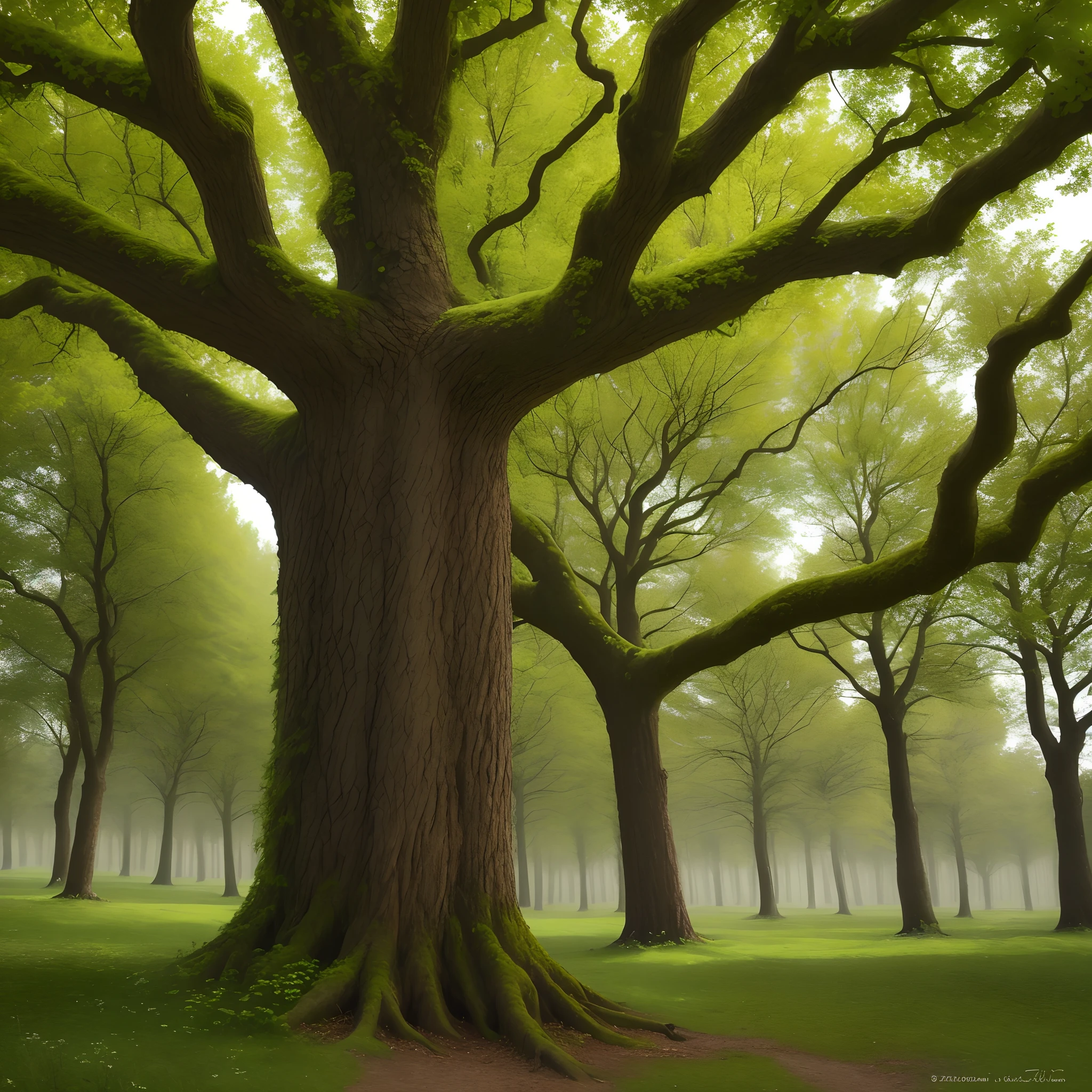 Zeichne einen baum der in einen frisch geschnitten berg aus haaren springt