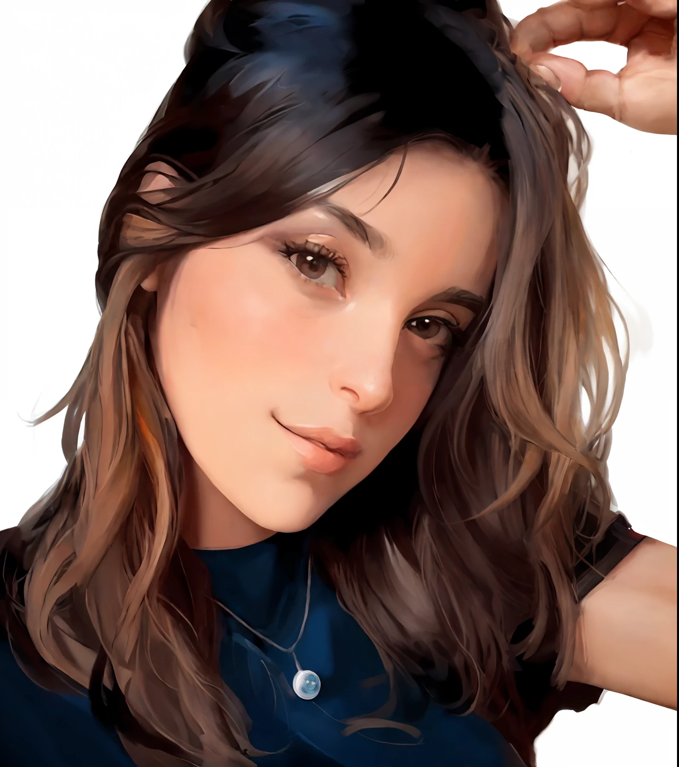 um close up de uma mulher com cabelos longos e um colar, arte digital. @mariomaniacdude, # 1 pintura digital de todos os tempos, #1 pintura digital de todos os tempos, retrato de arte digital, pintura digital dos desenhos animados, pintura digtial, pintura digital brilhante, estilo de arte fotorrealista, Retrato NFT, retrato digital, pintura digital realista, retrato colorido