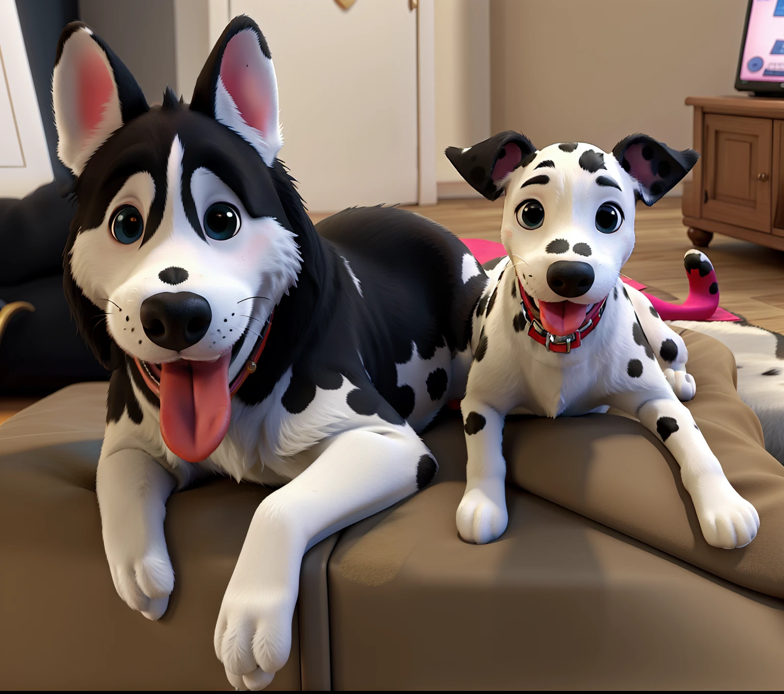 Disney Dalmatian with her tongue out