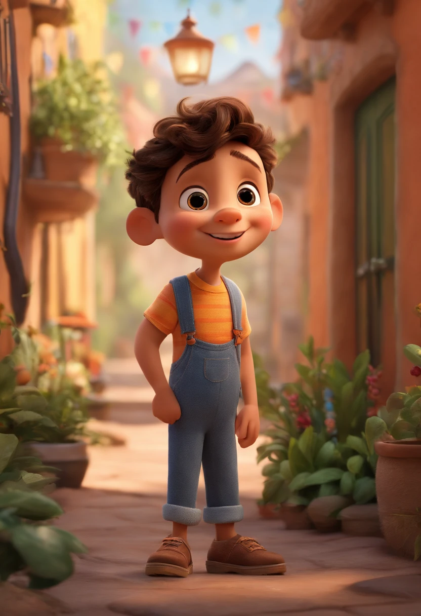 (best quality,4k,8k,highres,masterpiece:1.2),ultra-detailed,(realistic,photorealistic,photo-realistic:1.37),a young boy in a Pixar-inspired illustration,allabester the  boy with big dreams,he stands confidently as the leader of his class,his vibrant personality shines through his playful expression,sparkling eyes,and joyful smile,he is always the center of attention,everyone is amazed by his extroverted nature,he is constantly making others laugh with his mischievousness,he fearlessly stands up for what he believes in,never backing down from any challenges,his courage and determination are evident in his strong posture and upright stance,the vibrant colors of the illustration bring his character to life,his animated appearance resembles the iconic style of Pixar animations,with smooth lines and expert shading,creating a three-dimensional effect,his outfit reflects his energetic personality,a colorful t-shirt and jeans that match his cheerful spirit,the background showcases a vibrant classroom setting,the atmosphere is filled with excitement and curiosity,encouraging viewers to immerse themselves in the story of this young boy,emitting a warm and positive ambiance,highlighting the bright colors and lively atmosphere of the scene,the lighting in the illustration is soft and gentle,creating a warm and inviting mood,adding depth and dimension to the overall composition,transporting the viewers into the magical world of this Pixar-inspired story.