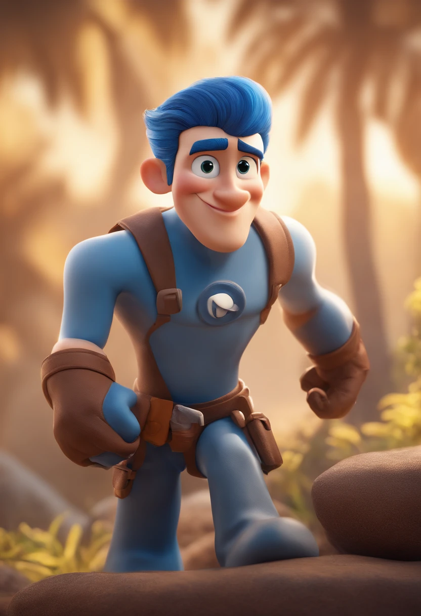 personagem dos desenhos animados de um homem dj e uma camisa azul, animation character, Caractere estilizado, animation style rendering, 3D estilizado, Arnold Maya render, 3 d render stylized, toon render keyshot, Personagem 3D, Personagem 3D, 3d rendering stylized, 3 d character render, personagem de desenho animado, Personagem de close up, Pose de personagem, (Estilo Pixar) (master part:1.2) (Bokeh) (best quality) (pele detalhada) (textura detalhada) (8k) (argila) (Cinematic lighting) (foco nítido