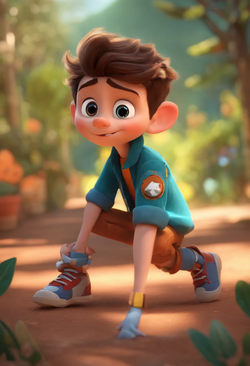 Image of a boy for a story in a YouTube video in Pixar format, He's the allabester, He's the class leader, He's outgoing, has a Sonic blouse printed on it , Playful and gets up for a lot of things