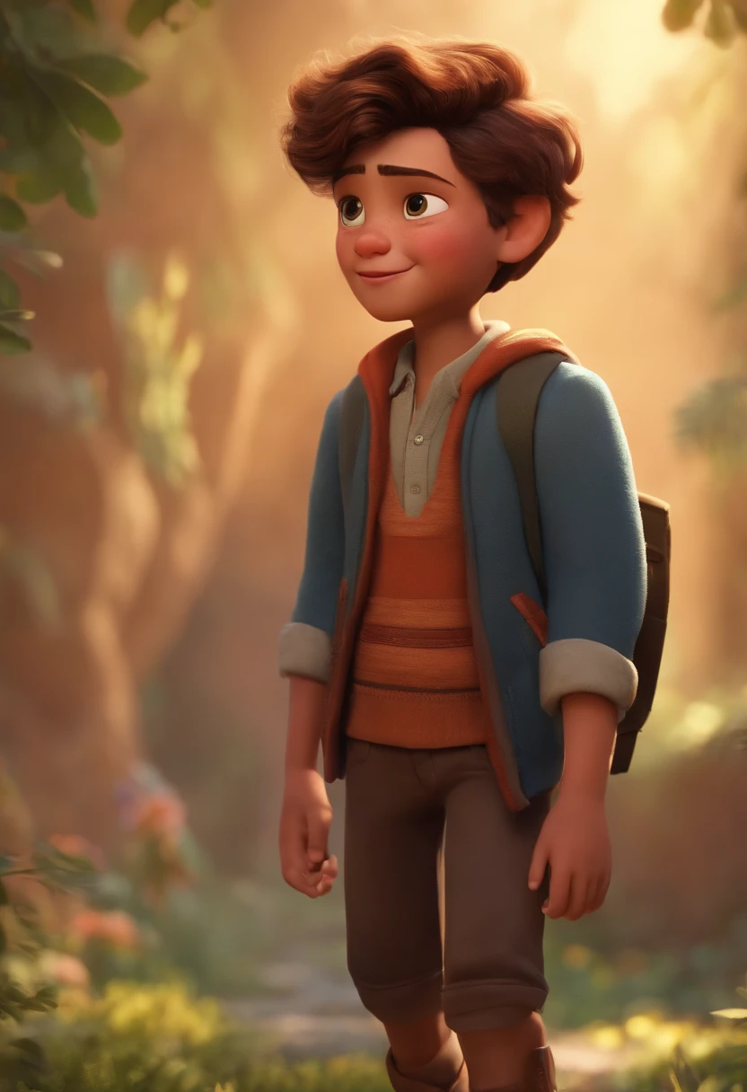 Image of a boy for a story in a YouTube video in Pixar format, He's the little allabester, He's the class leader, He's outgoing, Playful and gets up for a lot of things