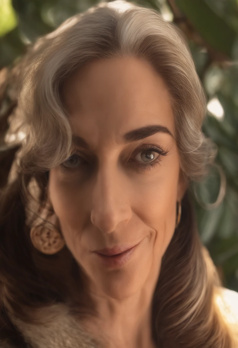 use estilo Disney pixar. 3D e 4K mulher branca,cabelo castanho ,Your hair is short ,olhos castanho, sobrancelha grossa,ela tem 54 anos e ama academia, has a very healthy life .. colocar como fundo academia.ela tem 54 anos. ama a vida.seu rosto e redondo .ela usa oculos de grau.coloca ela malhando