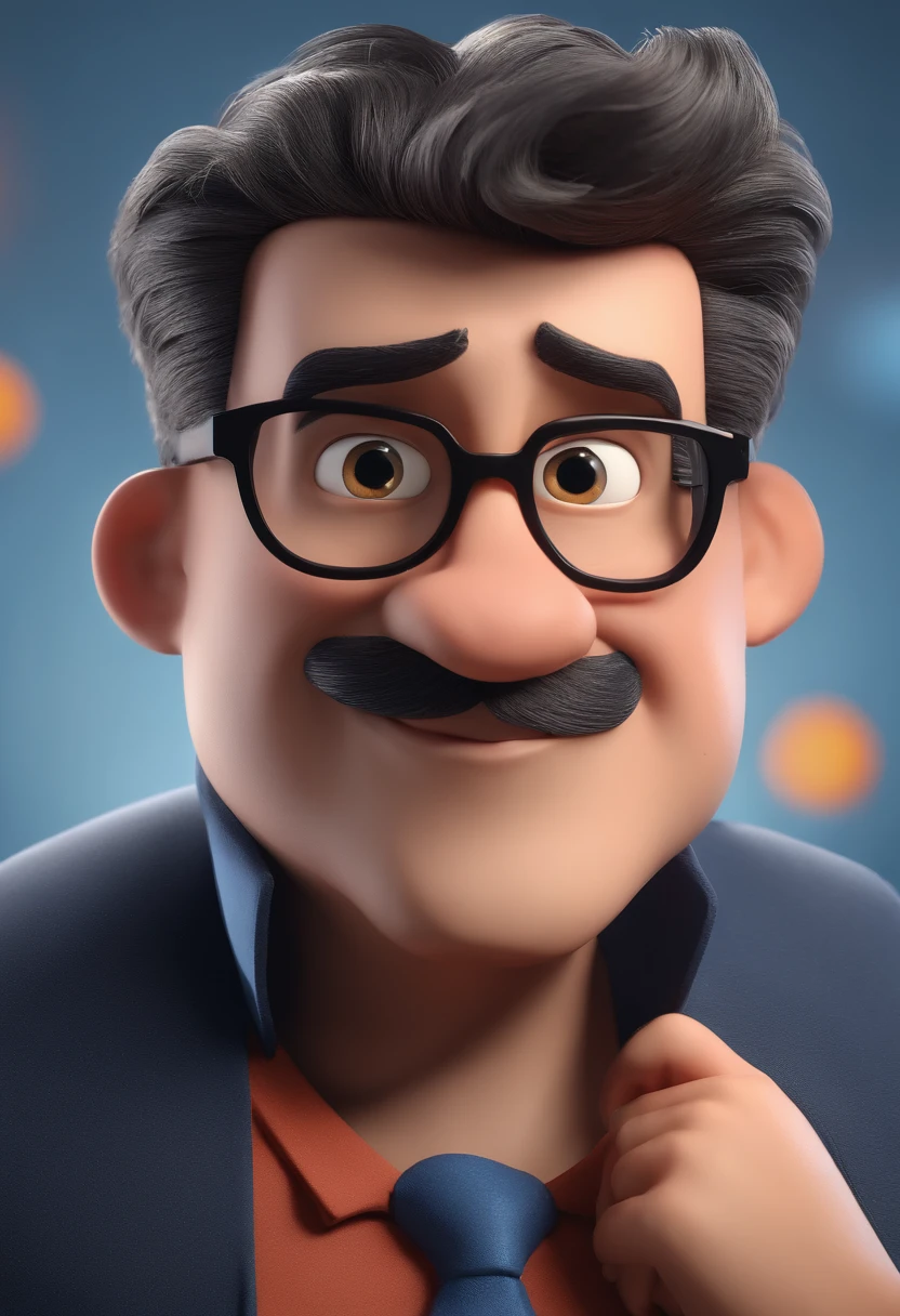 Cartoon character of a man with black glasses and a blue shirt, animation character, Caractere estilizado, animation style rendering, 3D estilizado, Arnold Maya render, 3 d render stylized, toon render keyshot, Personagem 3D, Personagem 3D, 3d rendering stylized, 3 d character render, personagem de desenho animado, Personagem de close up, Pose de personagem,  (Estilo Pixar) (master part:1.2) (Bokeh) (best quality) (pele detalhada) (textura detalhada) (8k) (argila) (Cinematic lighting) (foco nítido