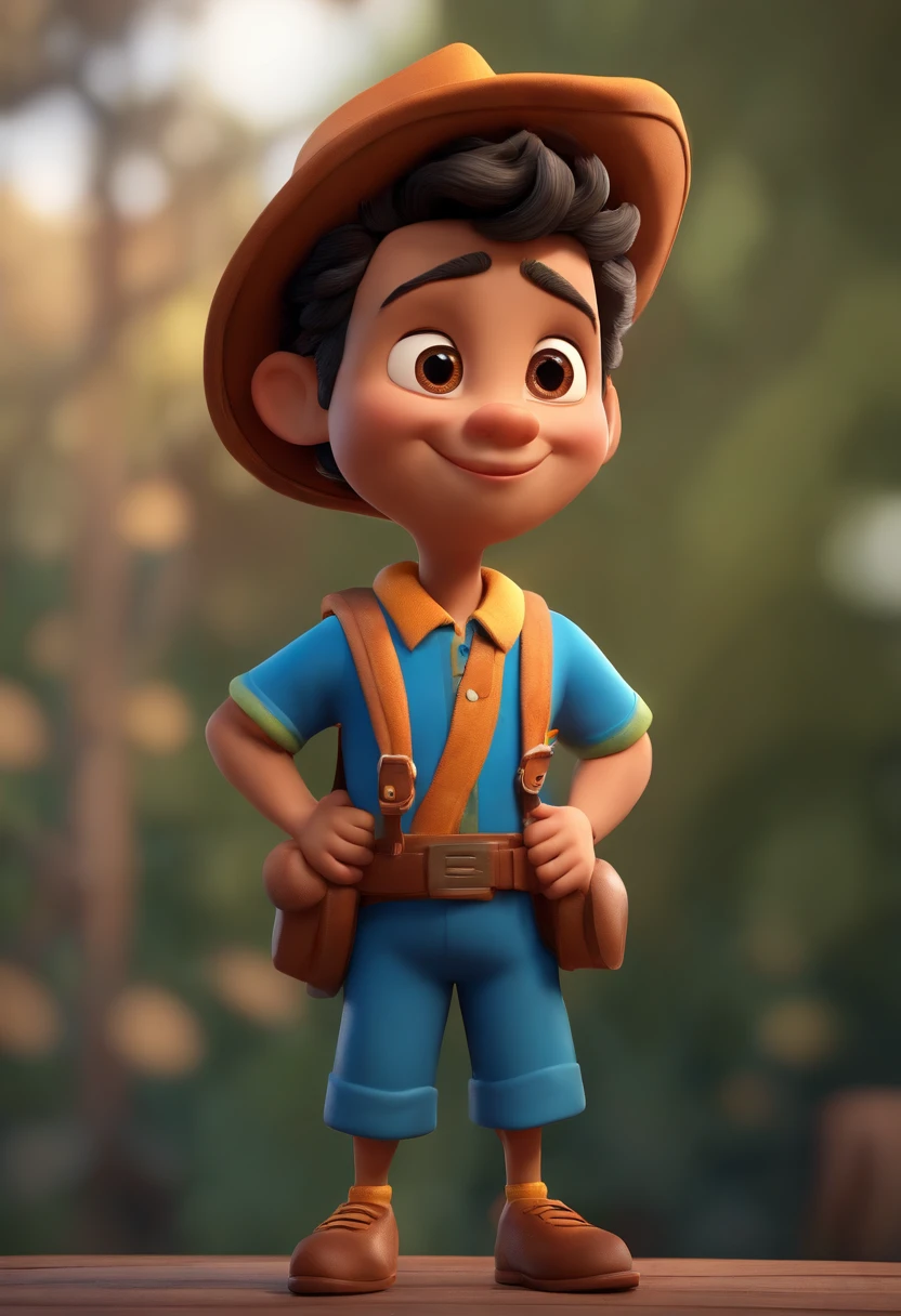 Personagem de desenho animado de um homem uma camisa azul, um personagem animado, Caractere estilizado, animation style rendering, 3D estilizado, Arnold Maya render, 3 d render stylized, toon render keyshot, Personagem 3D, Personagem 3D, 3d rendering stylized, 3 d character render, personagem de desenho animado, Personagem de close up, Pose de personagem, (Estilo Pixar) (master part:1.2) (Bokeh) (best quality) (pele detalhada) (textura detalhada) (8k) (argila) (Cinematic lighting) (foco nítido,Senta e vaza a parte superior do corpo