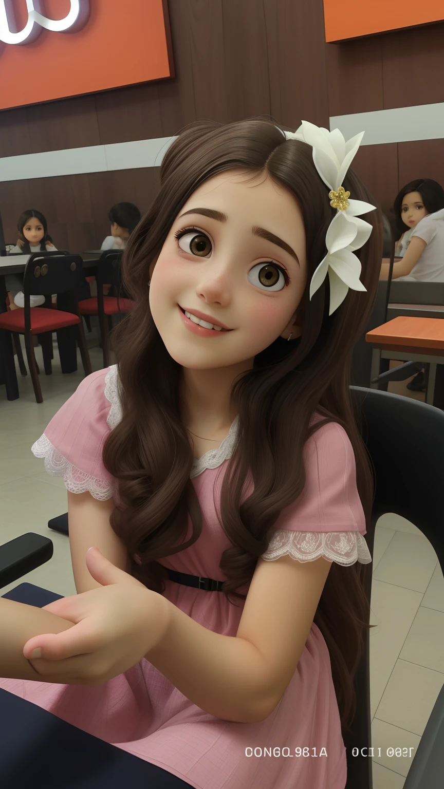 Uma de 9 anos muito linda com um vestido rosa