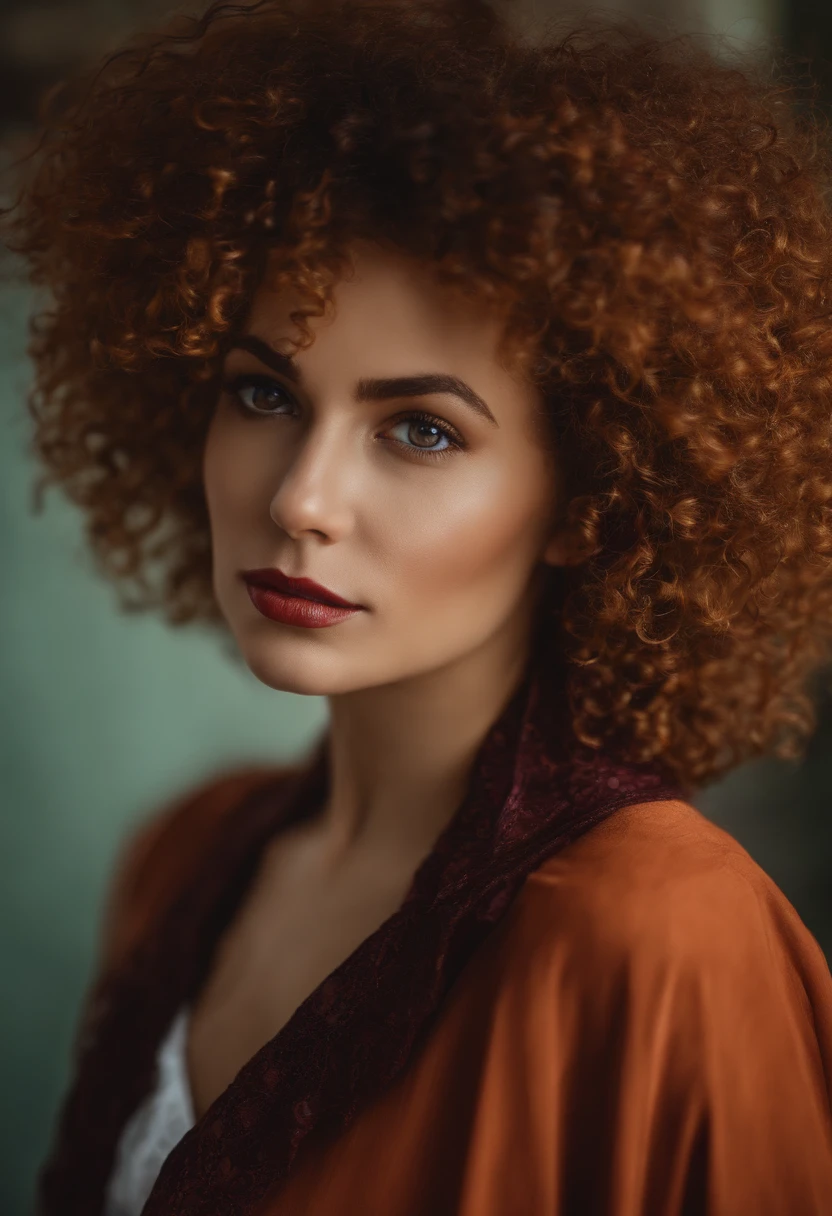 Mulher tingiu maron , curly hair