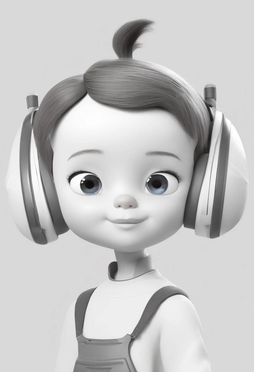 a happy cute ??? standing short hair, vestindo uma fantasia espacial, , fundo branco, barnet, Tom, Estilo Pixar, ....3d, desenhos animados, rosto detalhado, asymmetrical 16k