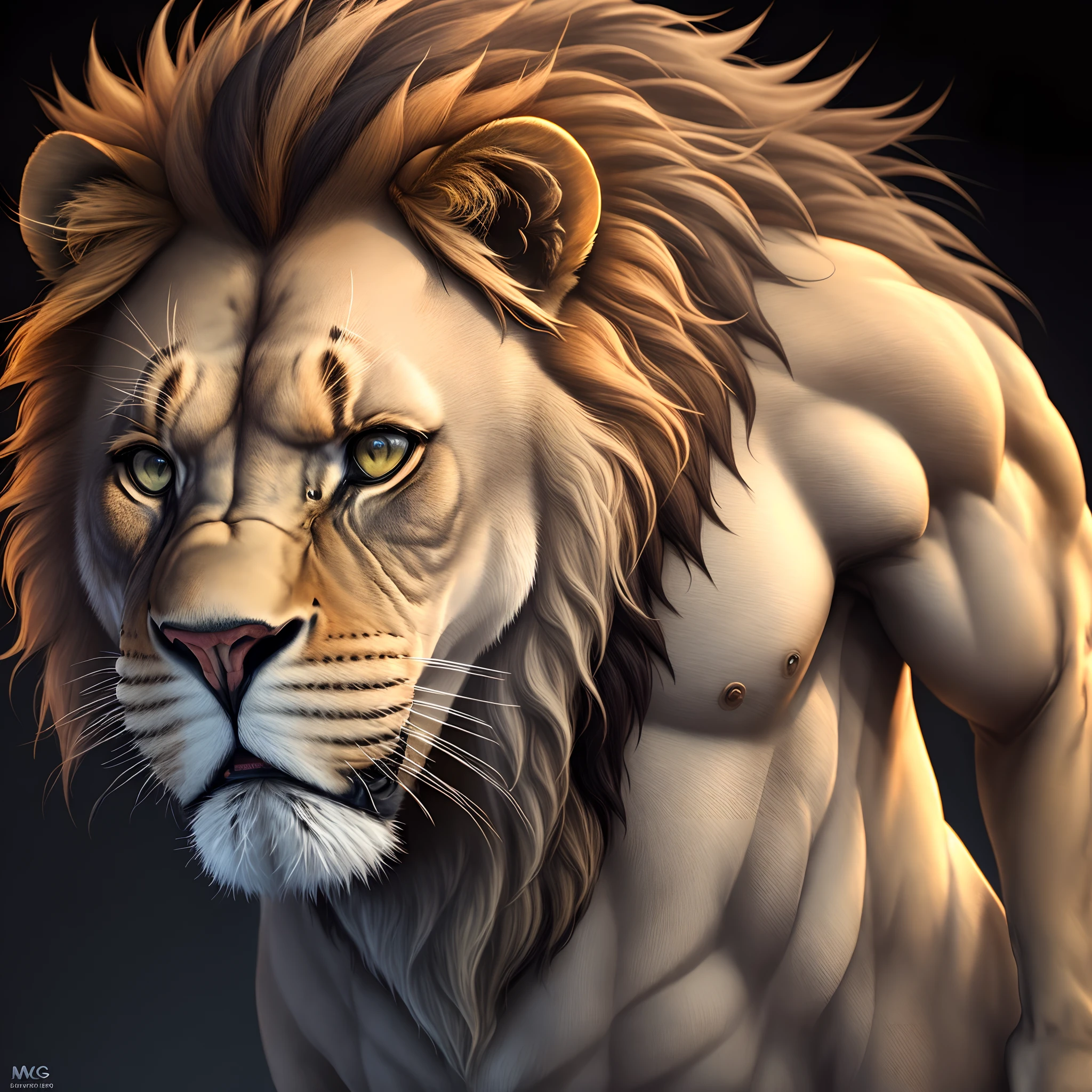 Lion with black background. Muscularly motivating.