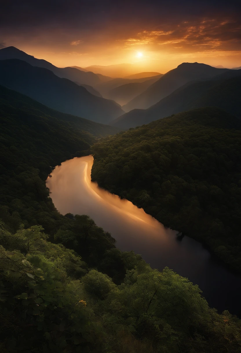 Imagine a deep darkness that covers the earth like a dark mantle. The darkness is so dense that you can barely make out any outline. De repente, no horizonte, A soft ray of light begins to break through this darkness, Designing a golden line in the night sky.
