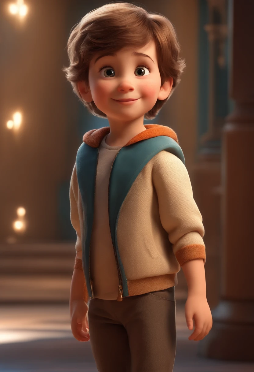 a happy cute standing short hair, vestindo uma fantasia espacial, , fundo branco, barnet, Tom, Estilo Pixar, ....3d, desenhos animados, rosto detalhado, asymmetrical 16k