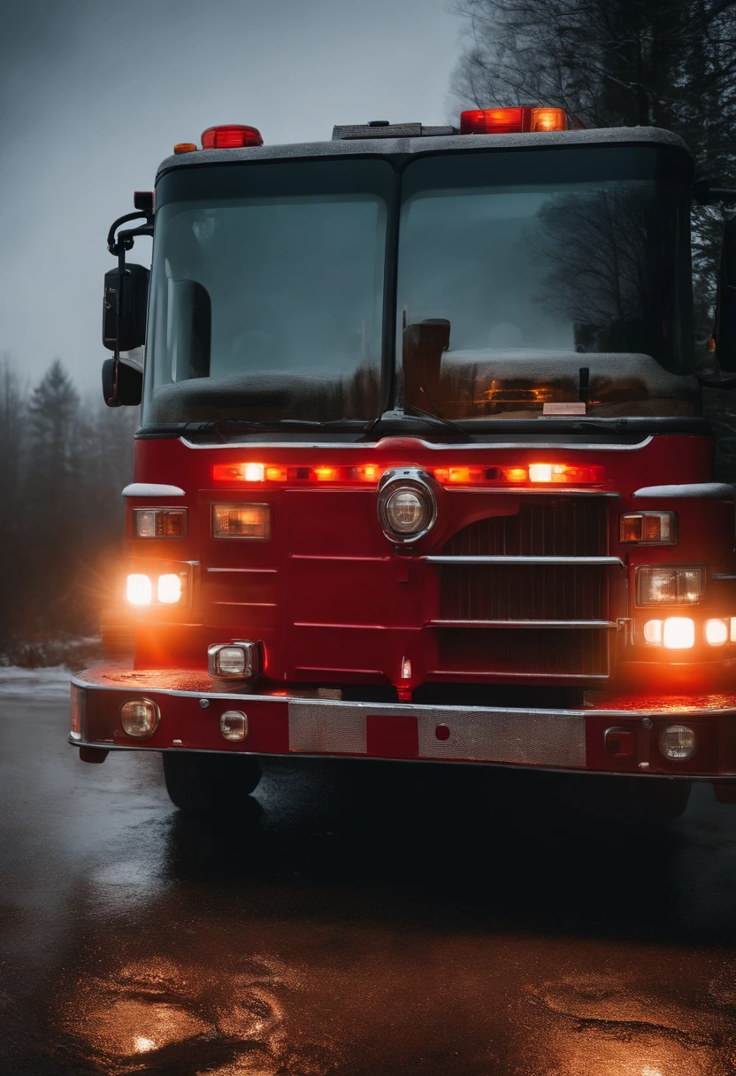 There's a man standing in front of a fire truck, imagem de qualidade muito baixa, foto muito precisa, Fotografia selfie 8k, foto distorcida, Justin Gerard e Greg Rutkowski, Imagem absolutamente excepcional, Postagem no Reddit, 8 mil Greg Rutkowski, Retrato Grande Angular, foto ao ar livre, Man?, Ivan Shishkin e Greg Rutkowski, staring directly at camera