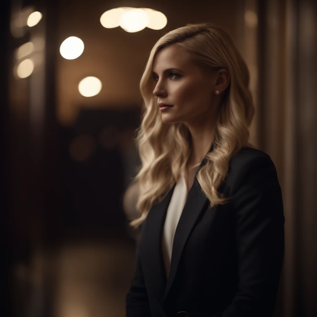 blonde, woman, undercut, suit, masculine, dark