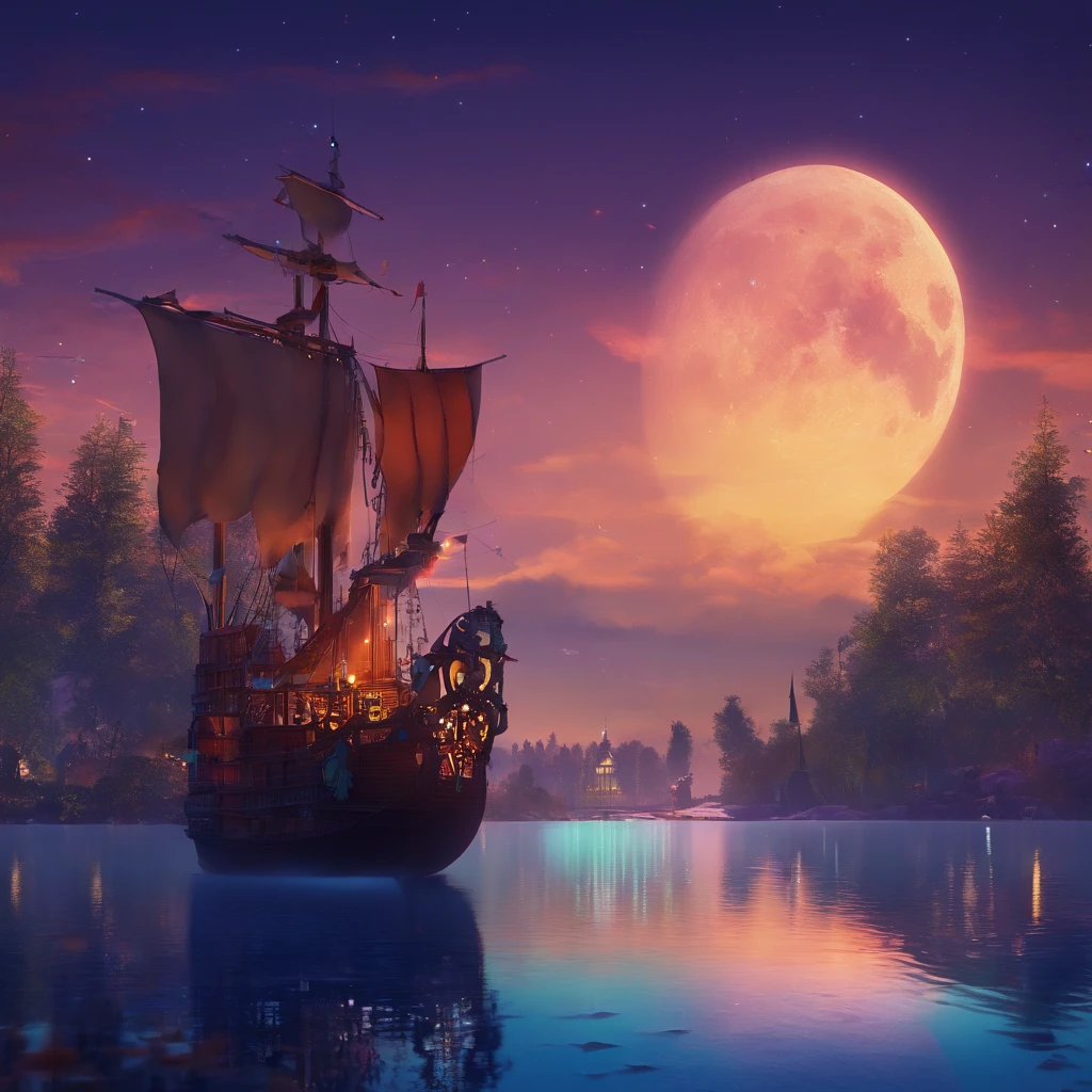 Create a Disney-style animated image of a cold, dark night with a mysterious glow from the moon. The moonlight should cast an eerie, enchanting light, creating an aura of magic and intrigue. The landscape should be shrouded in shadows, and you should convey a sense of both mystery and wonder. The image should capture the essence of Disney's storytelling, inviting viewers into a world of imagination and enchantment, where secrets and adventures await under the moon's mystic embrace.