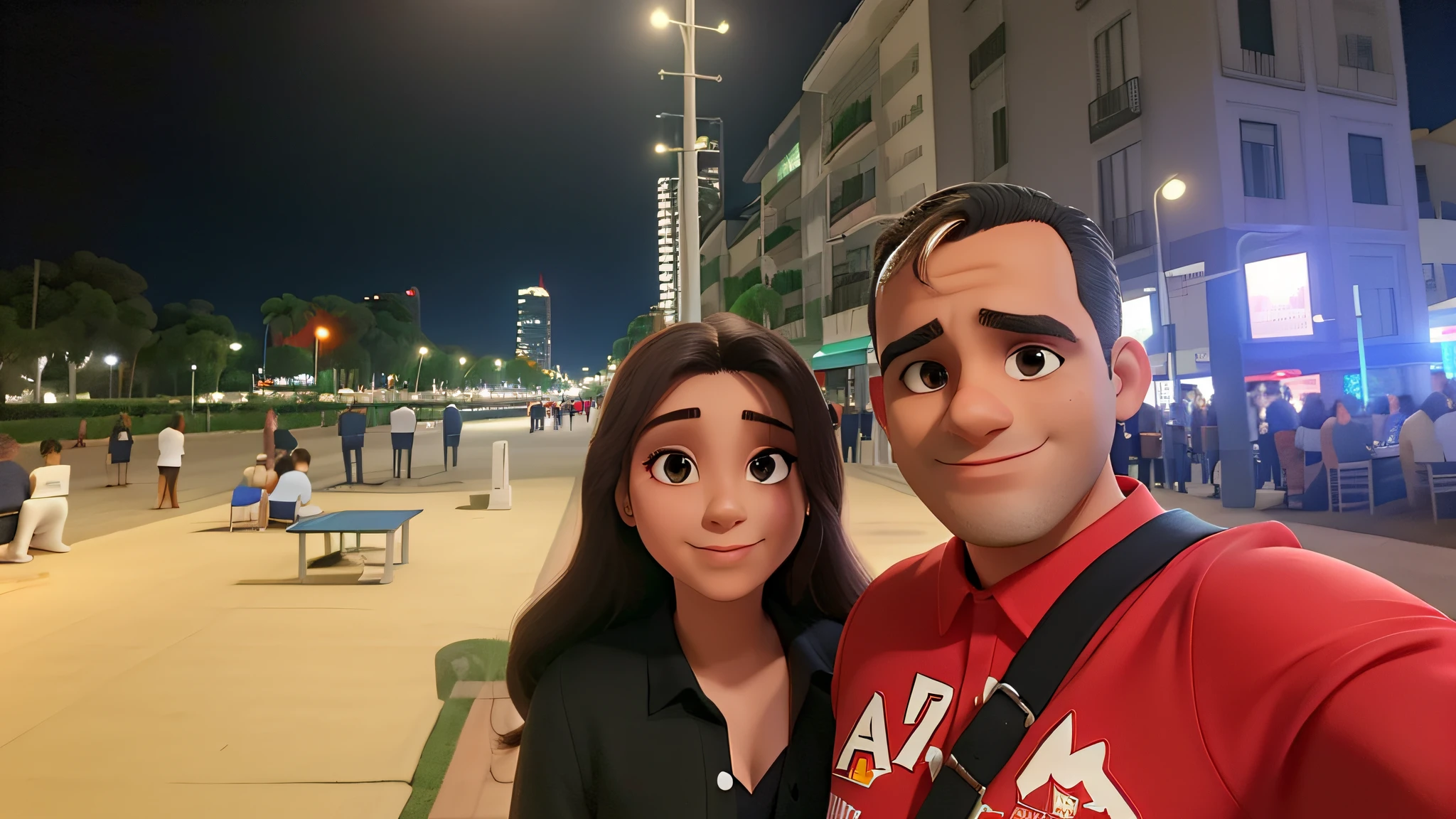Casal (homem e mulher morenos) curtindo a noite, alta qualidade, melhor qualidade
