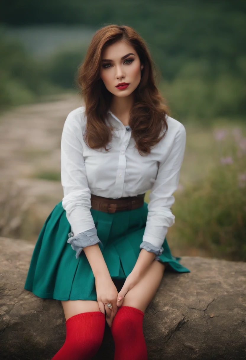 Beautuful Women、knee high socks、a miniskirt