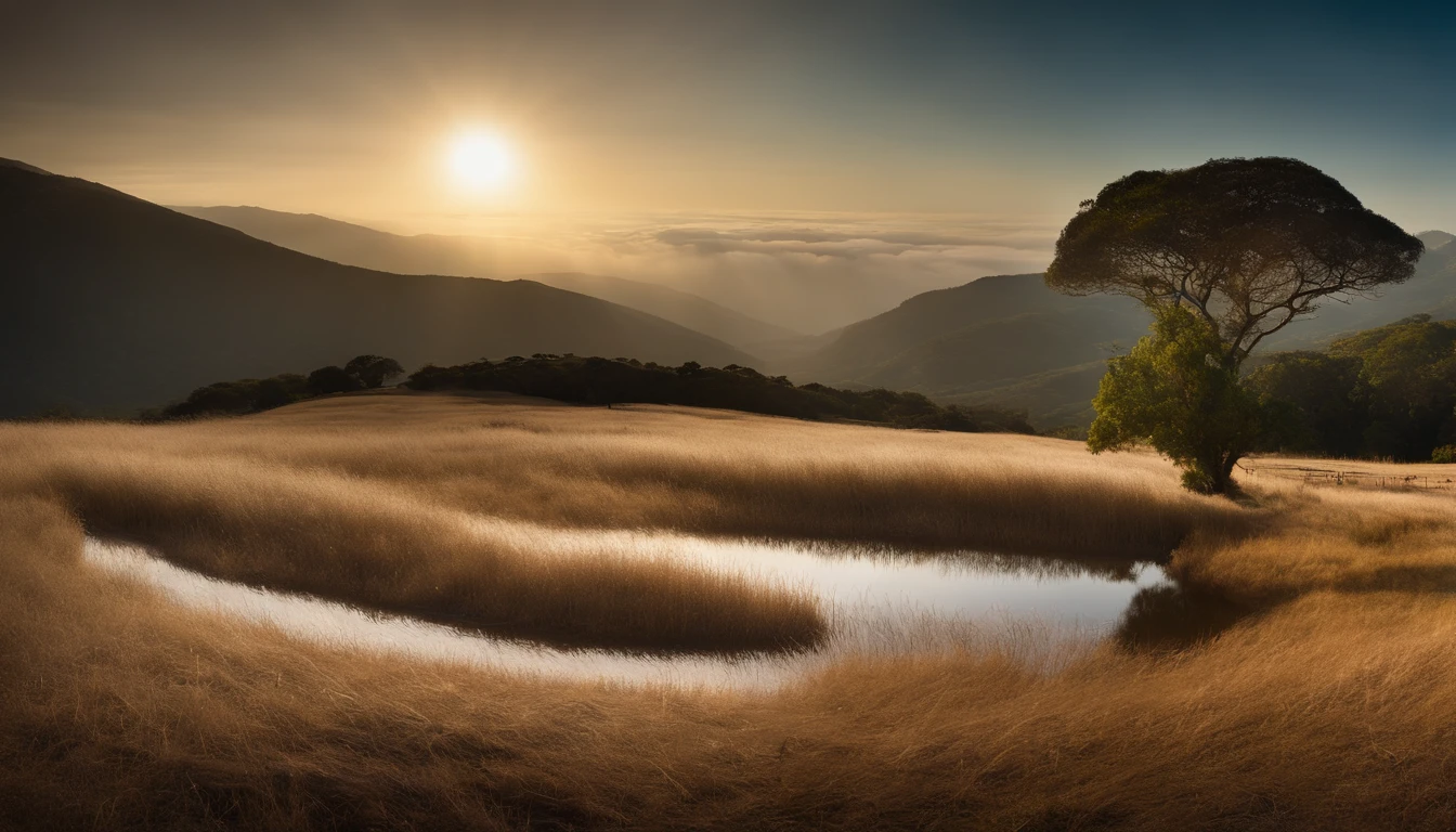 (best quality,4k,8k,Altas,master part:1.2),ultra-detalhado,(Realistic,fotorrealista,photo-realistic:1.37), transcendence, Geometria Sagrada, Flor da Vida, ascension, montanha, um homem no topo da montanha, Olhando para o Pico da Montanha Transcendente,Paisagem serena da montanha, Merkaba dancing in the sky, Above man's head, Sunlight Illuminating the Sacred Patterns,Rise to Higher Dimensions,energia transcendental irradiando da montanha,majestosa cordilheira banhada em luz dourada,Harmonious blend of sacred symbols and grandeur of nature,Vista inspiradora do topo da montanha,Illuminating Journey Toward Enlightenment,Ethereal atmosphere enveloping the scene,Sublime connection between nature and spirituality,Serenidade e tranquilidade fundindo-se com a Geometria Divina.