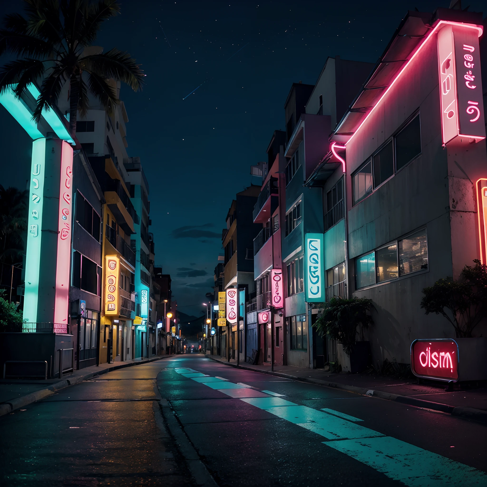 Notas musicais coloridas em neon em movimentos pelo ar , Modern scenery full of colors, Scenery with futuristic musical notes,