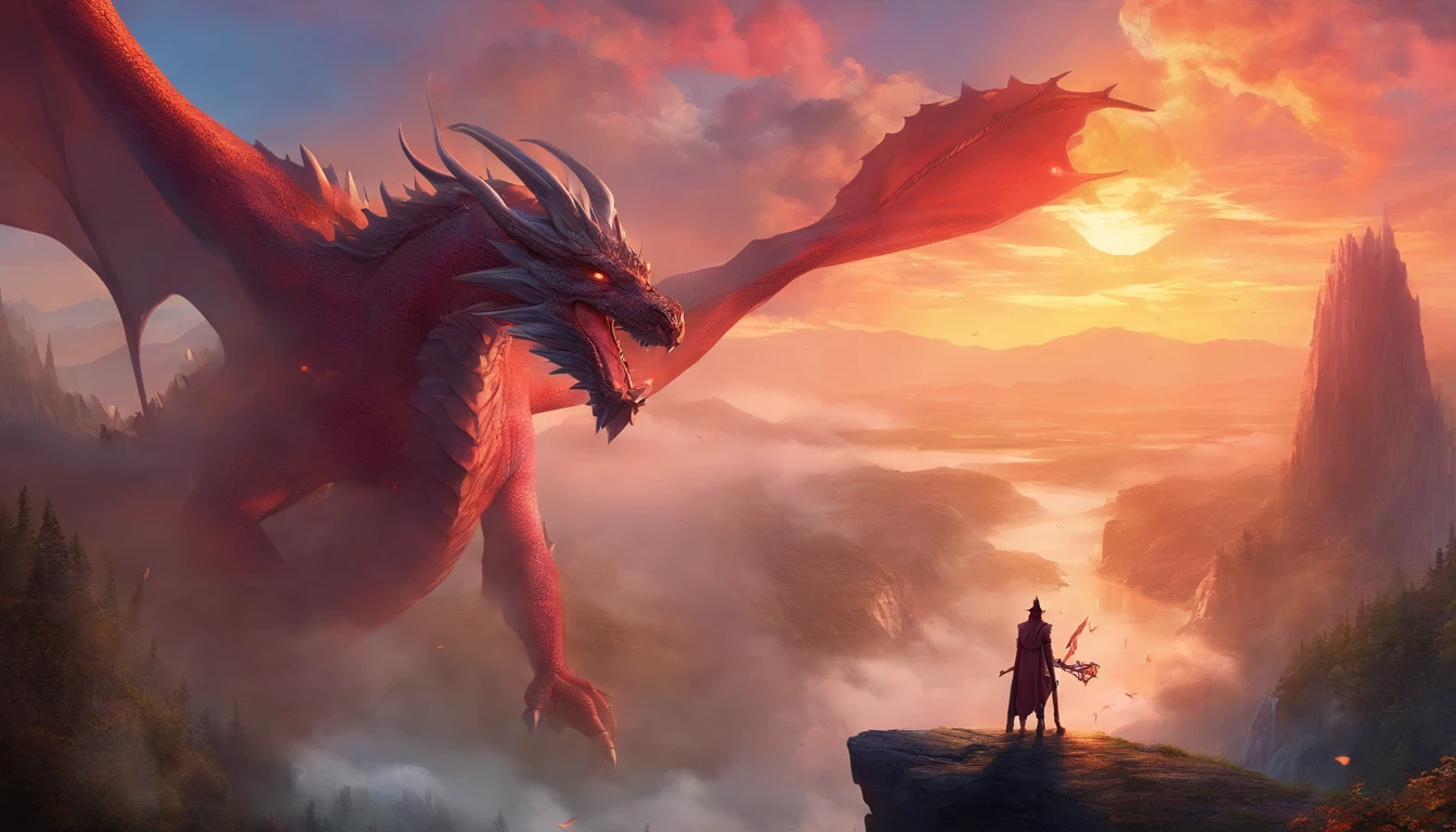 Dragon gigante, rojo, cuspindo fogo, Fondo de pantalla, UHD, 4k, 8k, HDR, Fantasy Art, hyperrealistic d & d fantasy art, symmetrical spectacular fantasy art,