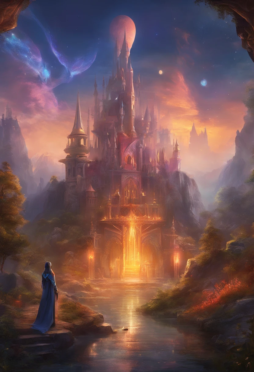 distopic fantasy world, futuristic, medieval, monsters, sky and flame Fondo de pantalla, UHD, 4k, 8k, HDR, Fantasy Art, hyperrealistic d & d fantasy art, symmetrical spectacular fantasy art,