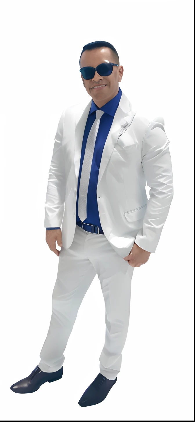 Man in white suit and blue tie standing, vestindo terno branco, terno branco, terno branco e gravata preta, full body photogenic shot, vestindo terno branco futurista, traje formal, fotografia de corpo inteiro, fundo branco!!!!!!!!!!, Tiro de corpo inteiro, full body photgraph, foto de retrato de corpo inteiro, 'fundo branco'!!!, vestindo roupas brancas