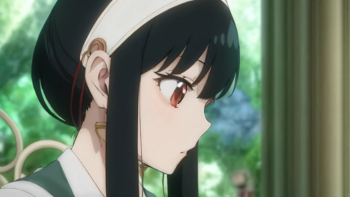 Anime girl with long black hair and white headband, close up of lain iwakura, anime visual of a young woman, Anime visuals of cute girls, closeup Iwakura Lain, close up of iwakura lain, today's featured anime still, close up of a young anime girl, still from anime, albedo from the anime overlord