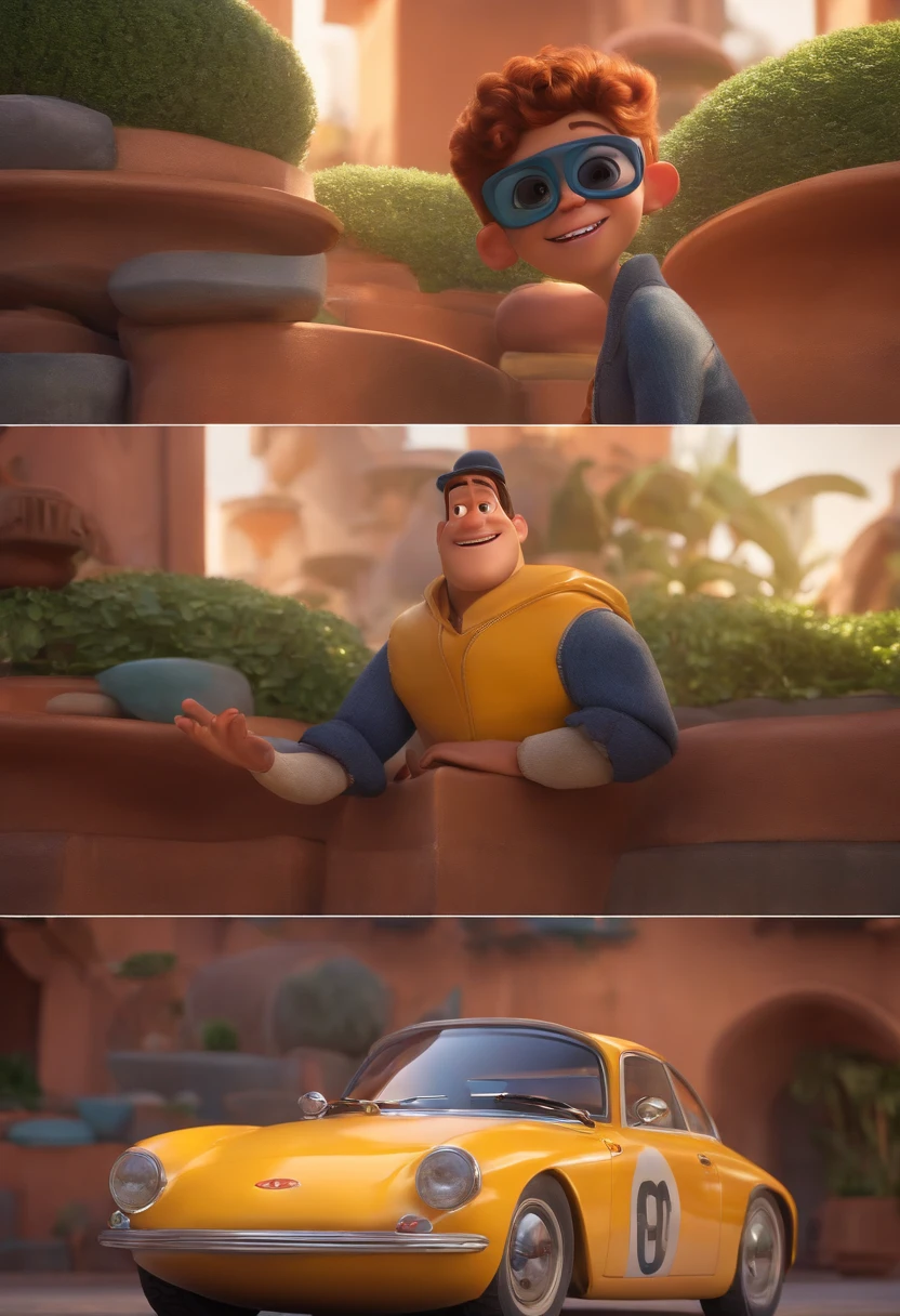 Um arquiteto de sonhos futurista, mas realista, inspired by Pixar animation, de perto. The character takes center stage with captivating facial expressions, oferecendo um toque de irrealidade.