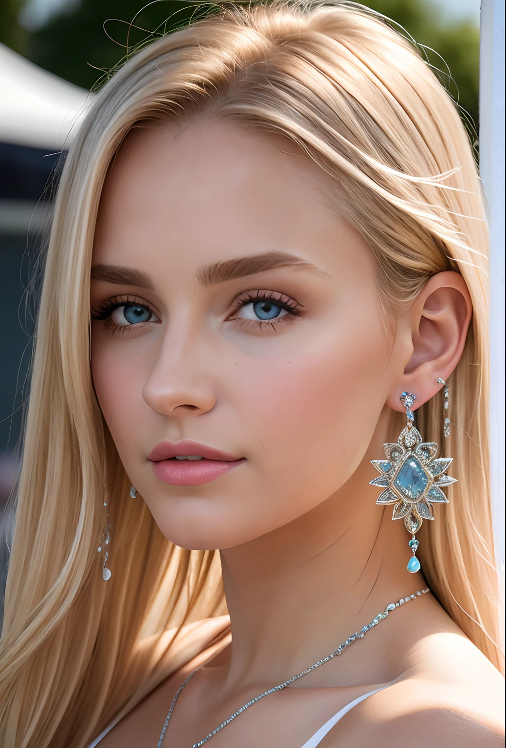 In a cinematic photoshoot, the subject was a stunning blonde with long, flowing, and light golden hair that cascaded around her shoulders. Her captivating, crystal-blue eyes sparkled like the clearest skies, drawing you into their depths. Shot on a 25mm lens, her features were highlighted with precision, and the depth of field created a captivating focus on her. The tilt blur added an artistic touch, giving her an ethereal quality.

With a shutter speed of 1/1000, each moment was frozen in time, capturing her beauty flawlessly. The F/22 aperture allowed for exquisite control of the lighting, making her hair shimmer like strands of spun gold. The white balance was expertly tuned to enhance her fair complexion, creating a 32k color palette that emphasized her natural radiance.

This super-resolution portrait was a masterpiece in Pro Photo RGB, with half rear lighting that accentuated the contours of her face. Her graceful silhouette was framed by a dramatic backlight, casting a halo of soft lighting around her. In the world of this photoshoot, she was the embodiment of elegance and beauty, a true cinematic vision with her voluminous hair, stunning blue eyes, and a presence that left a lasting impression.