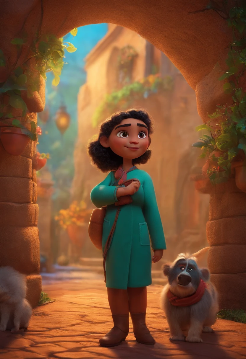 Criar um personagem no estilo pixar dentro de um jaleco. personagem morena
