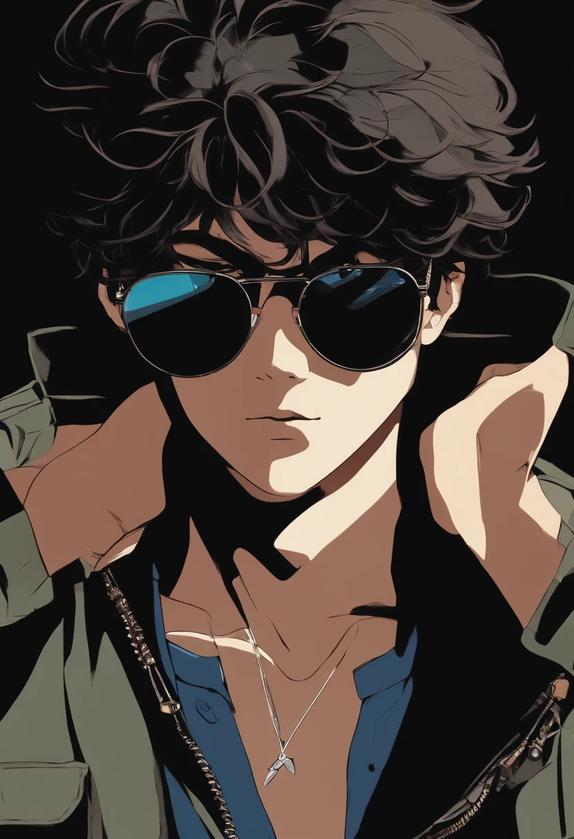 (Boy wearing a sunglasses on a black colored background), Akira, anime, Akira anime, Retro anime, Anime dos anos 80, Anime dos anos 90, ZERO, Lo-fi