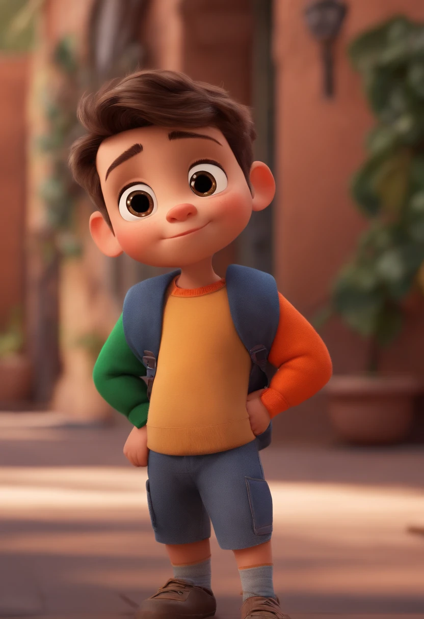 Image of a boy for a story in a YouTube video in Pixar format, He's the little allabester, He's the class leader, He's outgoing, Playful and gets up for a lot of things