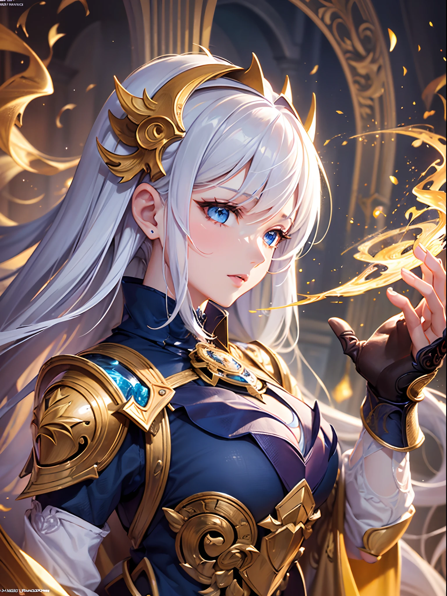 Finest quality)),(超A high resolution),(ultra-detailliert),(Meticulous portrayal),((Best Anime)),(Finest works of art),sharpnes,Clair,Ultra-Precision Art,The art of astounding depiction,Beautiful fantasy art with intricate and detailed details, (Flowing light:1.6),, (1 adult female:1.5),((Magic Knight:1.5)),(Magic armor with intricate and detailed beautiful reliefs),Flames converging at the fingertips:1.6