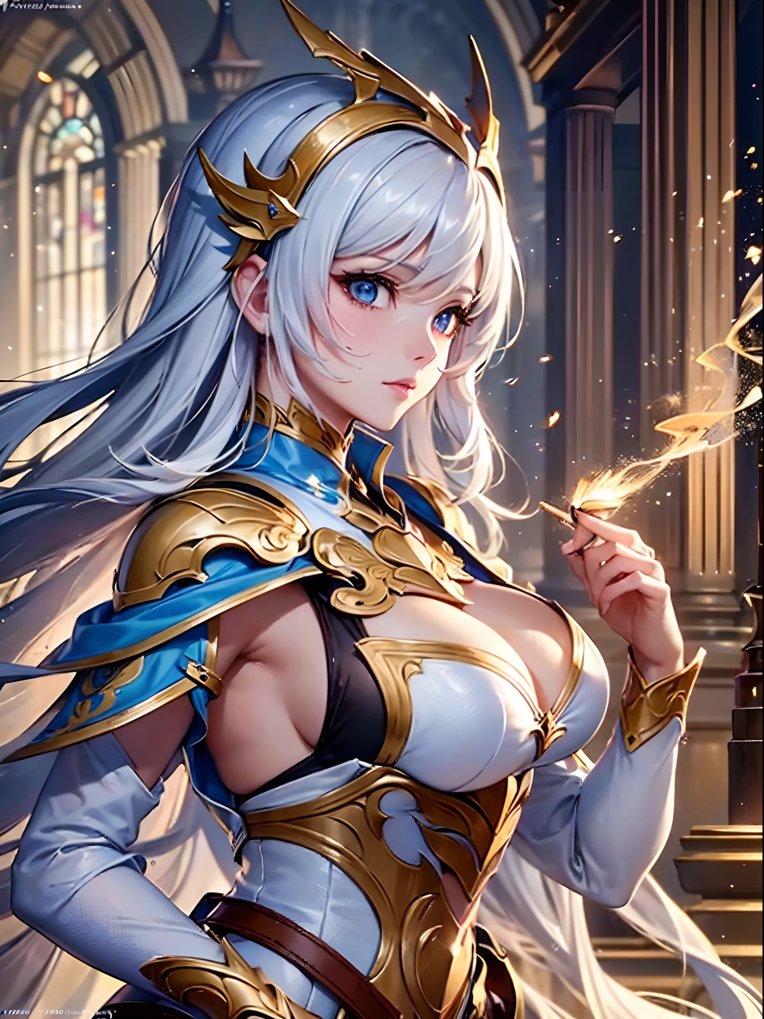 Finest quality)),(超A high resolution),(ultra-detailliert),(Meticulous portrayal),((Best Anime)),(Finest works of art),sharpnes,Clair,Ultra-Precision Art,The art of astounding depiction,Beautiful fantasy art with intricate and detailed details, (Flowing light:1.6),, (1 adult female:1.5),((Magic Knight:1.5)),(Magic armor with intricate and detailed beautiful reliefs),Flames converging at the fingertips:1.6